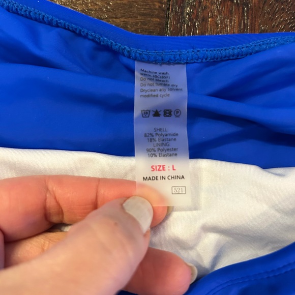 Bright Blue Halter Top and Swim Skirt Two Piece Bathing Suit - Picture 7 of 8